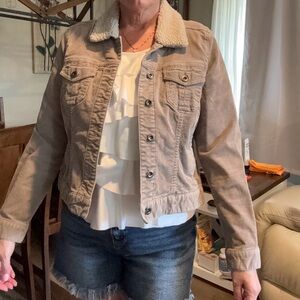 Sonoma Tan Jean Jacket Cropped Casual
